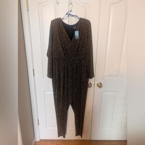 City Chic Black and Gold Shimmer Jumpsuit